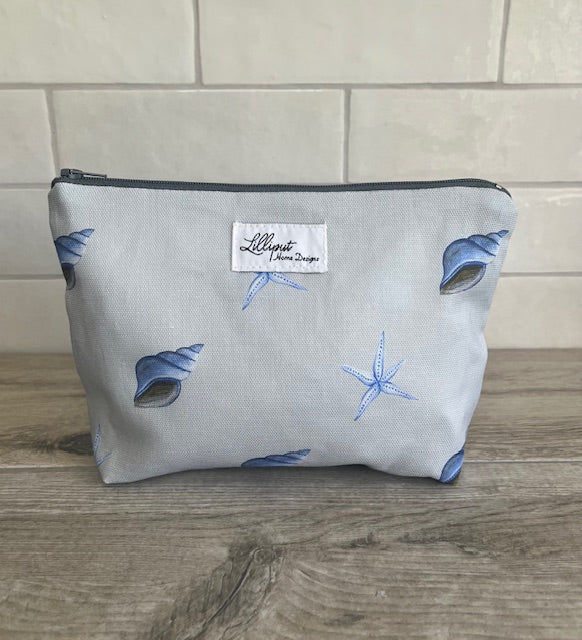 Blue Starfish and shell make up bag