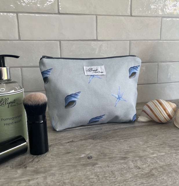 Blue Starfish and shell make up bag