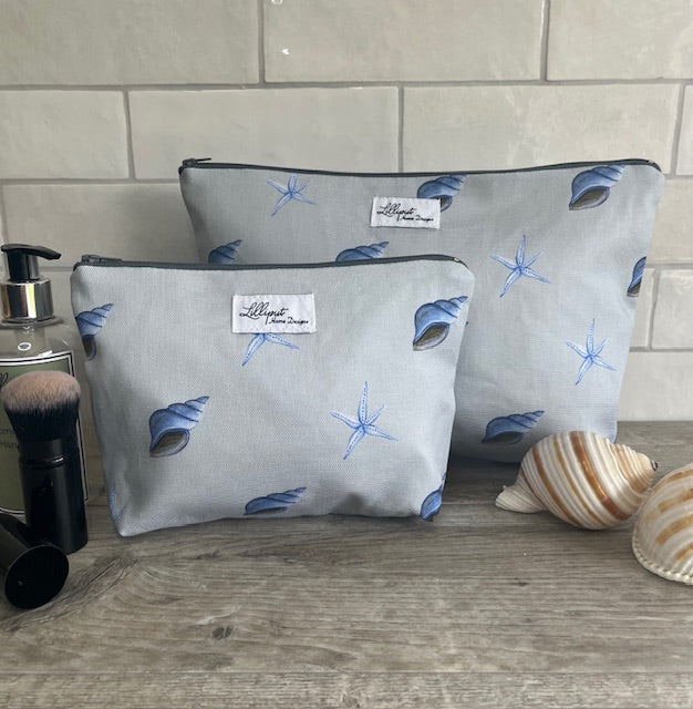 Blue Starfish and shell make up bag