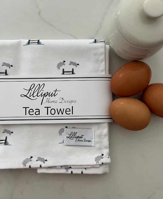 Jumping Sheep Tea Towel