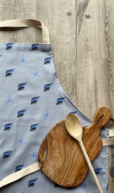 Starfish and Shell Adult Apron - Cool Blue