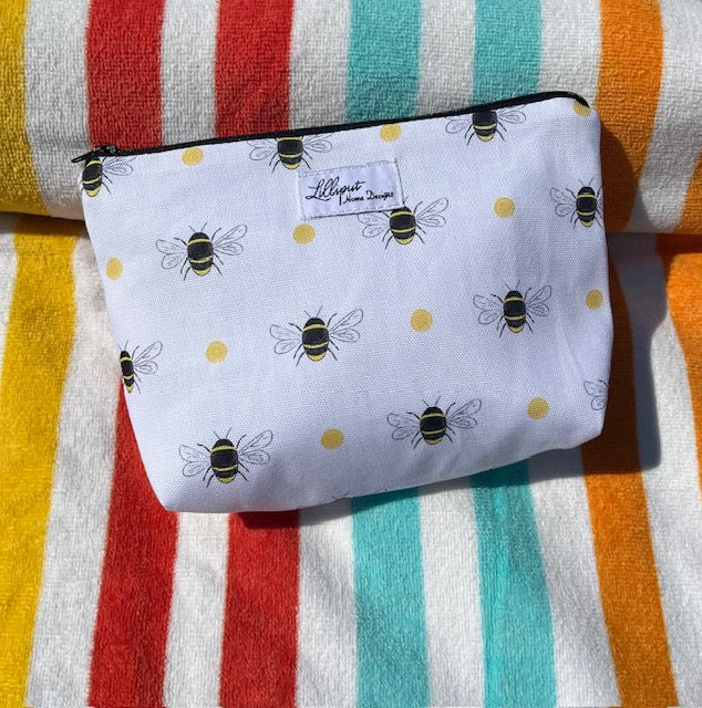 White Bumble Bee Make up bag
