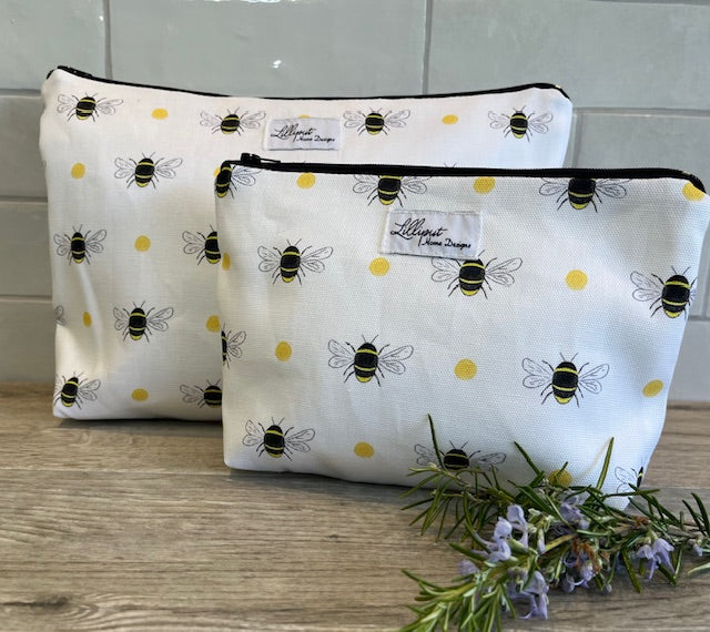 White Bumble Bee Make up bag
