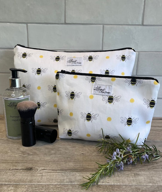White Bumble Bee Make up bag