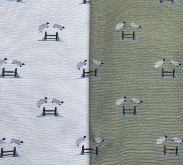 Jumping Sheep Adult Apron - Sage Background
