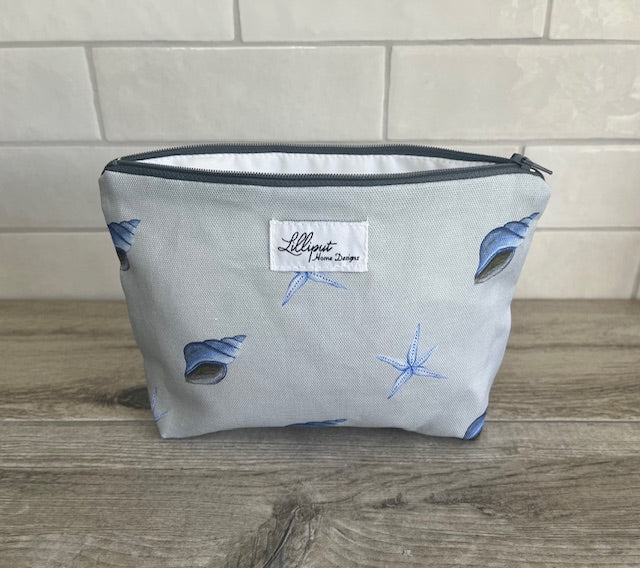 Blue Starfish and shell make up bag