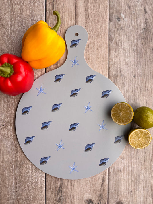 Round Blue Shell and Starfish Melamine Chopping board